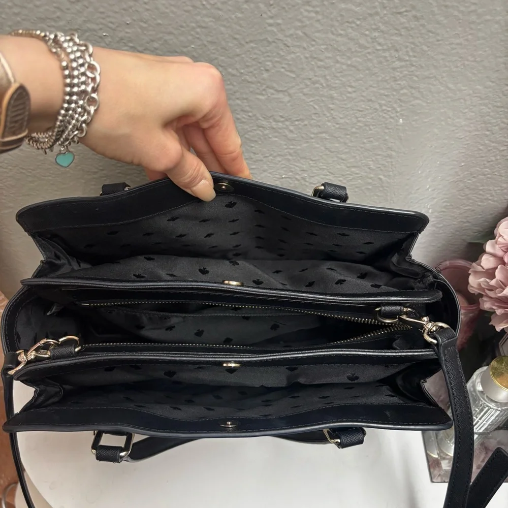 Kate Spade Black and Pink Striped Satchel
